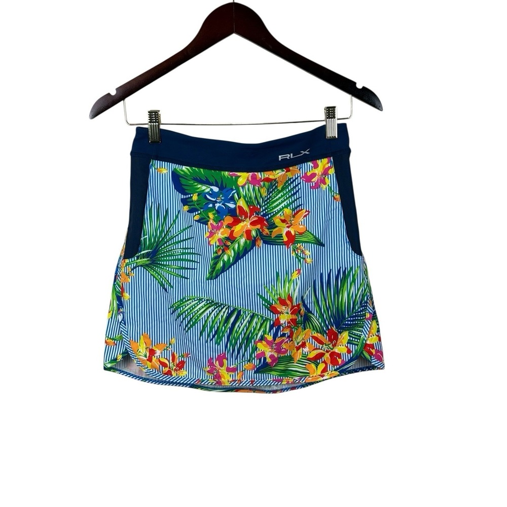 RLX Ralph Lauren Womens Sz XS Stretch Golf Tennis Hawaiian Tropical Print Skort